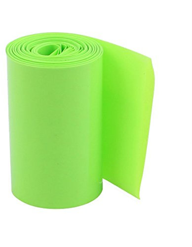 Sourcingmap 50mm Flat Width 2M Length PVC Heat Shrink Tube Green for 18650 Batteries
