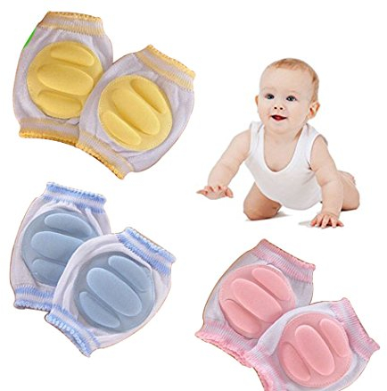 Hillento transpirables elásticos unisex infantiles rodilleras del bebé del niño de rodilla coderas arrastrándose protector de la seguridad, los bebés, los niños, niñas, niños, 3 pares, color al azar