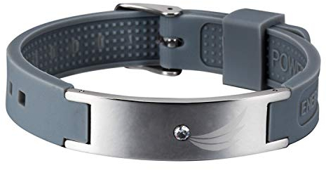 Pro Ion Silikon Bionic Positive Ionen Magnetarmband Silbergrau 3 Wings TRINITIX Design mit Swarovski Kristall gravierbar Energetix 4you 2606 15-23 cm