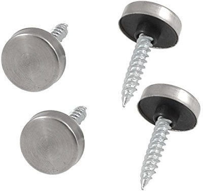 Merriway BH06953 Spiegelschrauben, 15 mm, flache Scheibe, Typ 1,1/4 Zoll, inklusive Unterlegscheiben, satiniertes Chrom, 4 Stück