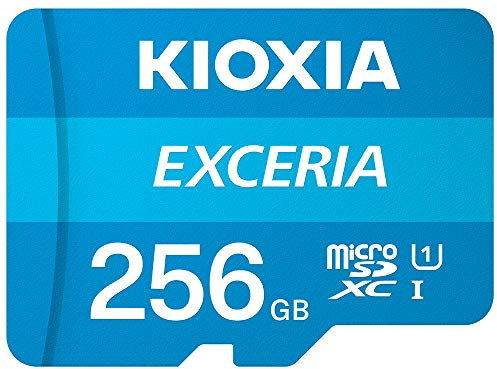 KIOXIA LMEX1L256GG2 Exceria Sd MicroSd Memory Card, 100Mb/s Full HD Recording, Blue, 256 gb