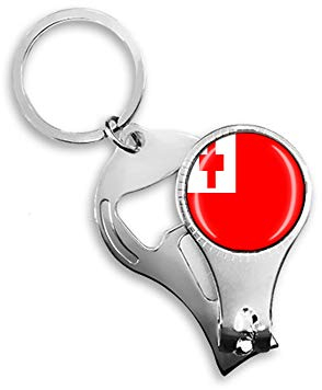 Tonga Décapsuleur de bouteille de bière en métal et verre cristal Porte-clés souvenir de voyage