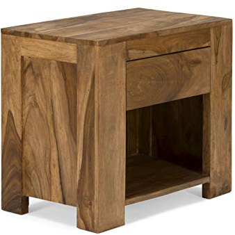 Woodkings® Nachttisch Stark Holz Palisander Schlafzimmer Beistelltisch Nachtkommode Nako Design Massive Naturmöbel Echtholzmöbel mit Schublade (Natur)