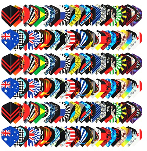 Runmeihe Standard Dart Flights 50 Sets Random 30 Sets, 90 Pcs Durable PET and Laser Replacement Feather Tail Wing, Perfect Accessories Equipment Supplies for Dart Games