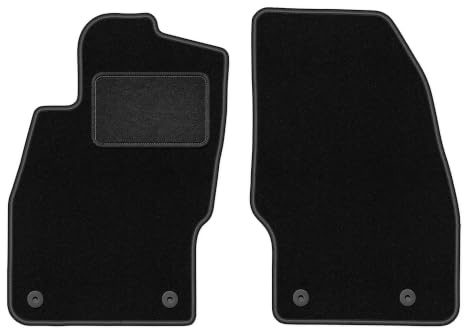 Velours-Fußmatten vorne passend für Opel Corsa E 2015-2020, Schwarz, LUX | passend für Schrägheck; Velours-Teppich (Polypropylen), ca. 6,5 mm; rutschfest, runde Befestigungen (Typ OP)