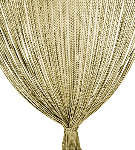 Tex family - Tenda a Fili per Esterno | Anti Insetti e Rumore | Modificabile in Altezza e Larghezza | Per Porte e Finestre | Facile Fissaggio, Beige, 120L x 220A cm, Poliestere