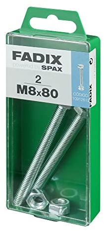Box M 2 Einheiten Metrische Fahrerhaus-Sechskantschraube + Cinc M Mutter 8 x 80 mm FADIX