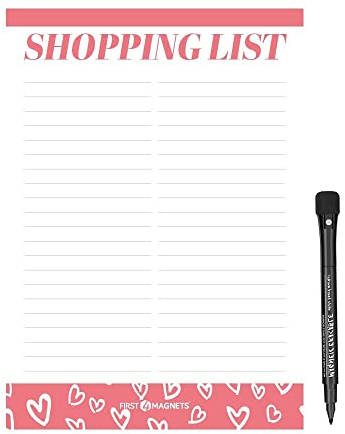 Erasable, Dry Wipe, Magnetic Shopping and Grocery List for Fridge, Kitchen, Refrigerator, Home, and Whiteboard