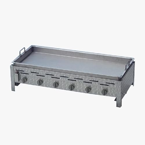 BSR-Grillen 6-flammiger Profi Gasgrill aus Edelstahl, stufenlos regelbar, Gasbräter, Gastrogrill, Gastrobräter mit Gasschlauch und Druckminderer (21,6 kW | Grillpfanne Edelstahl)