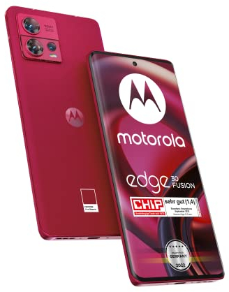 Motorola Mobility Moto Edge30 Fusion Smartphone (6,55'-FHD+-Display, 50-MP-Kamera, 8/128 GB, 4400 mAh, Android 12), Viva Magenta, inkl. Schutzcover u. Earbuds + KFZ-Adapter [Exklusiv bei Amazon]