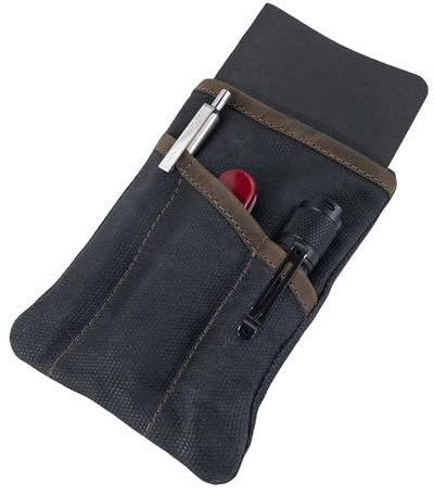Hide & Drink Multitool-Tasche, kompakte, vielseitige EDC-Reißverschlusstasche, Mini-Camping-Tool-Etui, gewachstes Canvas, Messerholster, handgefertigter schlanker Organizer (Charcoal Brown)