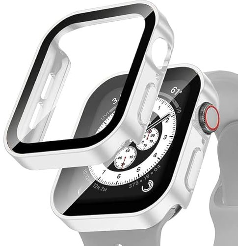 KAPPDE Vetro+Copertura per Apple Watch caso 45mm 41mm accessori 44mm 40mm Temperato Protezione Dello Schermo Protector iWatch serie 7 8 SE 6 5 4, 45mm Series 7 8, agata