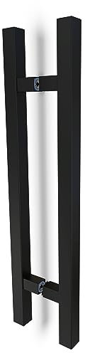 oppali Noir Acier Inoxydable Matériau de haute qualité Carré Rectangle Poignée de porte d'entrée Art.520 | Carré T-Bar | 80cm Longueur Totale