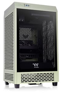 Thermaltake Tower 200 Mini-ITX Computer Case; 2x140mm Pre-Installed CT140 Fans; Supports GPU Length Up to 380mm; CA-1X9-00SEWN-00; Matcha Green; 3 Year Warranty