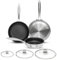 AUDANNE Set di padelle antiaderenti in acciaio inox con coperchio, 6 pezzi, 20,3 cm, 25,4 cm e 30,5 cm, antiaderenti, senza PFOA, adatte al forno, antiaderenti, rivestite in teflon per cottura a