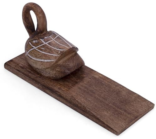 Unique Decorative Wooden Door Stopper Holder Wedge Jammer Multi Surface Non Skid Cute Turtle Shaped for Kids Room On Wood Carpet Tile Concrete for Baby Child Safety Heavy Duty Wall Protector for Home