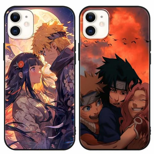 PBNDJVG 2 Stück Handyhülle für iPhone 11 Hülle 6.1 Zoll Anime Uchiha Sasuke Hinata Manga Muster Design Junge Case All Inklusiv Linsen Schutzhülle TPU Silikon Weich Ultra Dünn Cover, 04