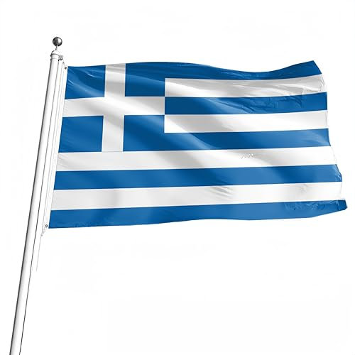 Drapeau Grec 150 * 90 Drapeau Grèce 5 x 3ft Grand Drapeau Grec en Avec œillets en Métal Célébrations à Intérieur Extérieur Décoration de Fête Sur le Thème du Patriotisme
