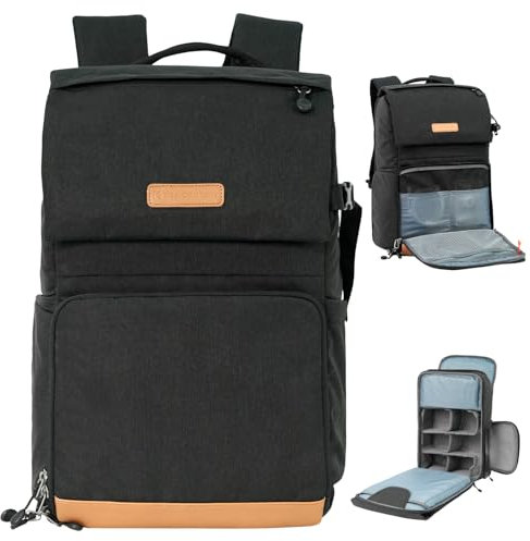 K&F CONCEPT Camera Case for Photographers Large Capacity Camera Bags with Raincover, 15.6 Inch Laptop Compartment for Camera Drone Bags