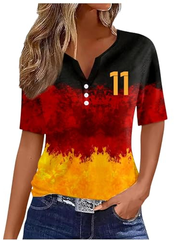 MODSGUE Maillot imprimé - T-shirt de fitness - Football - Coupe du monde 2024 - Maillot de football Allemagne - Pour femme - Coupe du monde 2024 - Basique - Vêtement de sport, vert foncé, XL