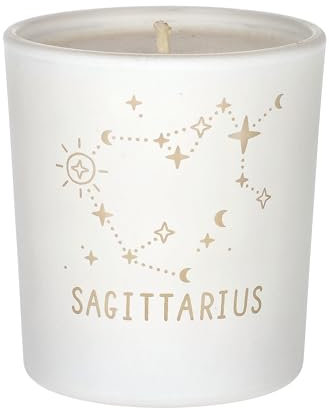 ORIGINALWAX Bianco Candela Profumata Lampone di Cera di Soia in Vetro 100% Segno Zodiacale Sagittario (Sagittarius) Naturale di Fatto a Mano e Vegano 180g Regalo 40 Ore di Combustione