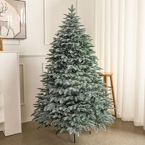 YPDOPORA 6Ft Evergreen Artificial Christmas Tree, Mixed PE & PVC Tree with Branch Tips, Metal Stand Included, Easy To Fold, Tree for Family Gathering Holiday Festival Use,S