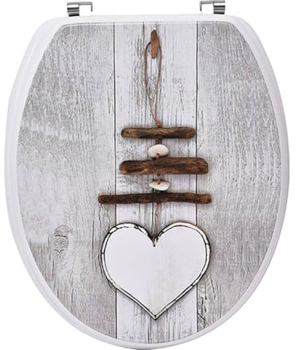 Tendance – 45,7 cm (18 Zoll) MDF-Toilettensitz mit Edelstahlhalterungen – Ouessant – Badezimmer – Universal-Toilettensitze – Toilettendeckel