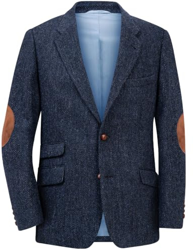RAJEGAR Vestes de sport en tweed à chevrons pour homme - Style vintage - Style britannique - Revers cranté - Mélange de laine