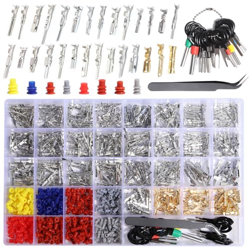 shengbowi 950 Steckverbinder Pins Kit Gecrimpter Anschlussstift Automobil | Auto Elektrik1/1,5/1,8/2,2/2,3/2,5/2,8/3,5mm männliche weibliche Drahtdichtungen Entfernen Werkzeugsatz Motorrad ATV Draht Ni