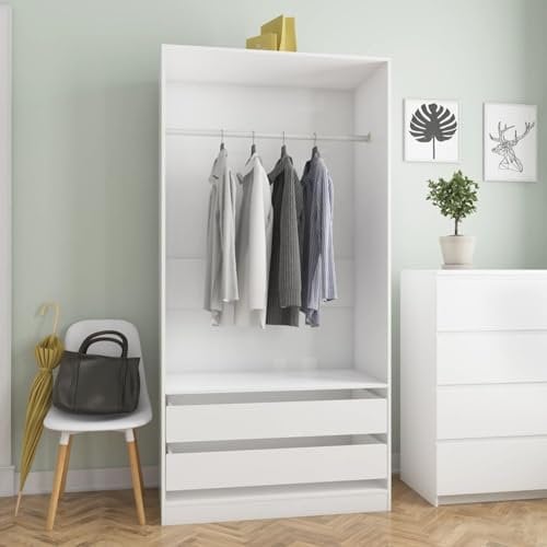 Juroupi Kleiderschrank Vorratsschrank Mehrzweckschrank Schrank Kleiderschrank Hochglanz-Weiß 100x50x200 cm Holzwerkstoff