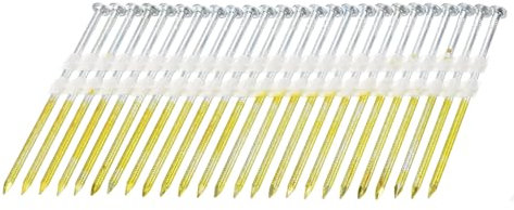 sourcing map 500Pcs 21 Degree 0.12 x 3-1/4 Plastic Collated Framing Nails, Galvanized Carbon Steel Plastic Collated Nails for Furniture/Constructions, Color Zinc