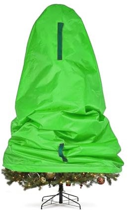 Upright Christmas Tree Storage Bag with Adjustable Straps, Xmas Tree Cover with Drawstring for Artificial Tree Standing, Dustproof Durable Lightweight Convenient, Vertical Xmas Storage Bag (LGN, 3FT)