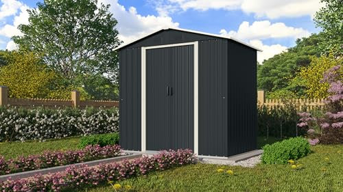 Pergart Gerätehaus Düsseldorf II 65, schwarz, 2,19 m² | Wetterfestes & stabiles Gartenhaus | Geräteschuppen aus verzinktem Stahlblech | Metallgerätehaus zur Aufbewahrung von Werkzeug