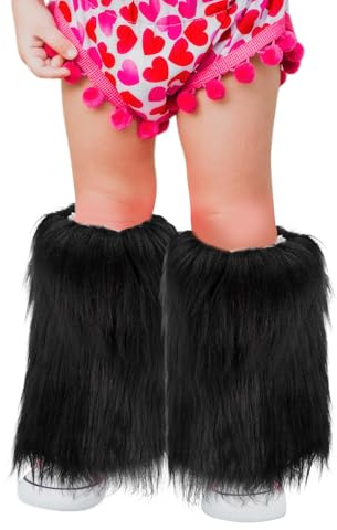 NICEYEA Kid Faux Fur Fuzzy Leg Warmers Long Furry Leg Foot Cuffs Girls Winter Boot Covers