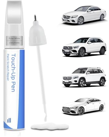 PARTS4EV Polar White (149/9149) 2-in-1 Pen & Brush for Mercedes-Benz - Precision Colour Match Touch Up Paint for Scratch & Chip Repair, Fast-Drying & Water-Resistant