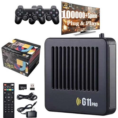 Console De Jeux Rétro Retrowave G11 Pro 4K avec Plus De 120 000 Jeux, Connexion HDMI, Deux Manettes sans Fil Et Fonction Plug and Play.,Black/A-256G/100000 Games