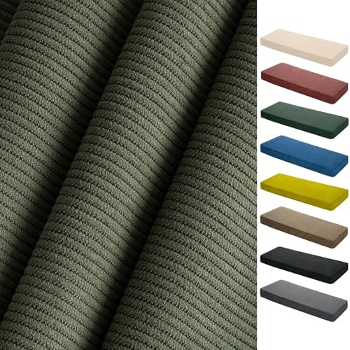 ELYSYSRL Bezug-Bankkissen Sitzkissen mit Reißverschluss Bezug für Sitzbank Waschbar Abnehmbar, Eckbank Auflagen Hussen für Innen Outdoor Fensterbank Couch(Grey-Green,40x200x5cm Thick)