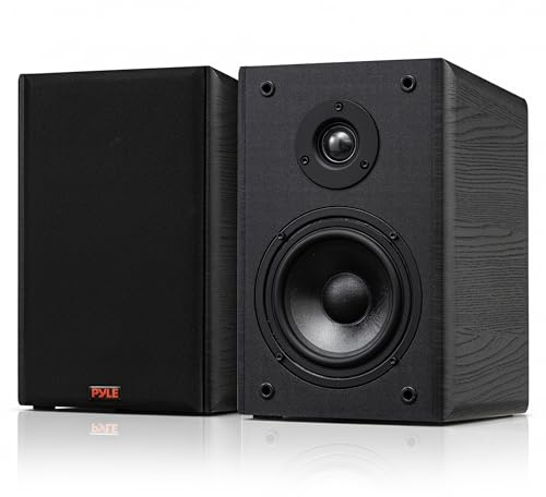 Pyle Passive Bookshelf Speakers Pair, 6.5 Hi-Fi Stereo Speakers, 200W Max Power, Soft Dome Tweeter & Paper Cone Woofer, for Turntables, Vinyl & Home Audio, Black