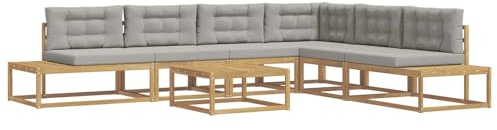 vidaXL Outdoor-Sofagarnitur mit Kissen Weiß 79 x 79 x 37 cm Polyester, Garten und Terrasse, modernes Akazienholzsofa, wetterfestes Outdoor-Möbel, Coole Lounge-Sitzgruppe