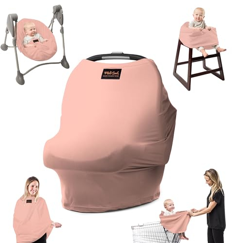 Milk Snob Original 5-in-1 Luxe Bezug – Multifunktionale Babytrage mit Stilltop-Funktion | Stilltuch für unterwegs, Kinderwagen Sonnenschutz, Bezug für Babyschale, etc. (Light Pink)