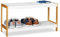 Relaxdays Schuhregal, 2 Ablagen, robuste Schuhaufbewahrung, Bambus & MDF, Schuhablage HBT 36,5 x 70 x 26cm, weiß/Natur