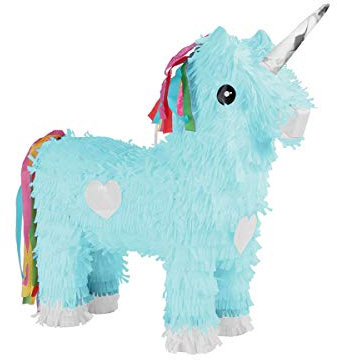 Alsino Pinata Geburtstagsdeko Einhorn Schlag-Pinata - Farbe: blau, Maße: 47 cm x 39 cm, leicht zu befüllen