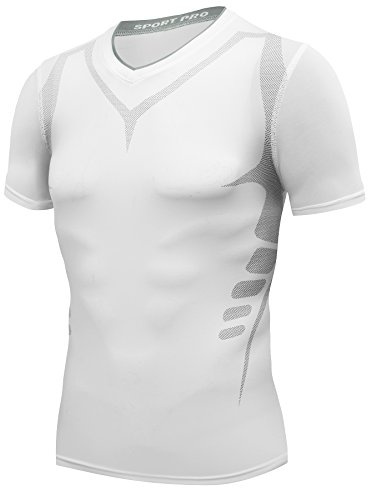 AMZSPORT Herren Kompressionsshirt Kurzarm Sport T-Shirt Funktionsshirt Laufshirt