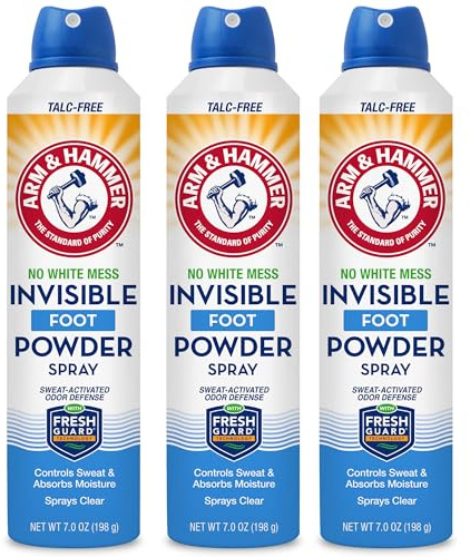 Arm & Hammer Invisible Foot Powder Spray, Odor & Sweat Control, 7oz, 3 Pack
