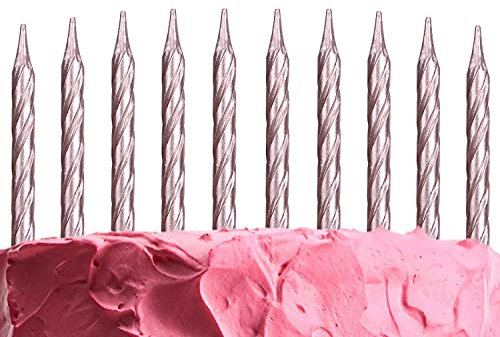SHATCHI 10pcs Spiral Rose Gold Candles for Birthday Anniversary Party Cake Topper Decorations