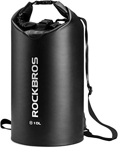 ROCKBROS Dry Bag Wasserdicht Packsack für Wassersport, Strand, Schwimmen Boot Kajak Rafting Segeln Outdoor, Schwarz, 20L