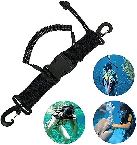 Tauchen Spiralkabel,Spiralkabel Karabiner Tauchen Unterwasserkamera Befestigung Spiralkabel Tauchen Kamera für Unterwasserkamera, Schnorcheln Anti Leine Gurtband, Mit Clips Schnellverschluss