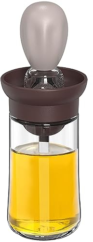 TINMIX Ölspenderflasche mit Grillbürste - Ölaufbewahrung und Spenderbehälter und Silikon-Backpinsel für Küche, Grillen, Backen und Kochen, Ölpinsel-Topf (Grau)