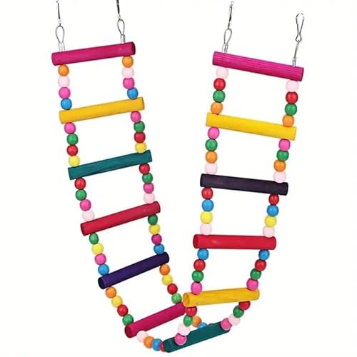 CABLEPELADO Scala per uccelli in legno giocattolo uccelli multicolore