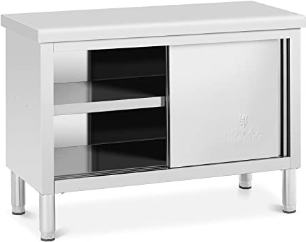 Royal Catering RCAT-120/50-WTP Arbeitsschrank Edelstahl 120 x 50 cm 390 kg Tragkraft Edelstahlschrank Edelstahl Arbeitsschrank